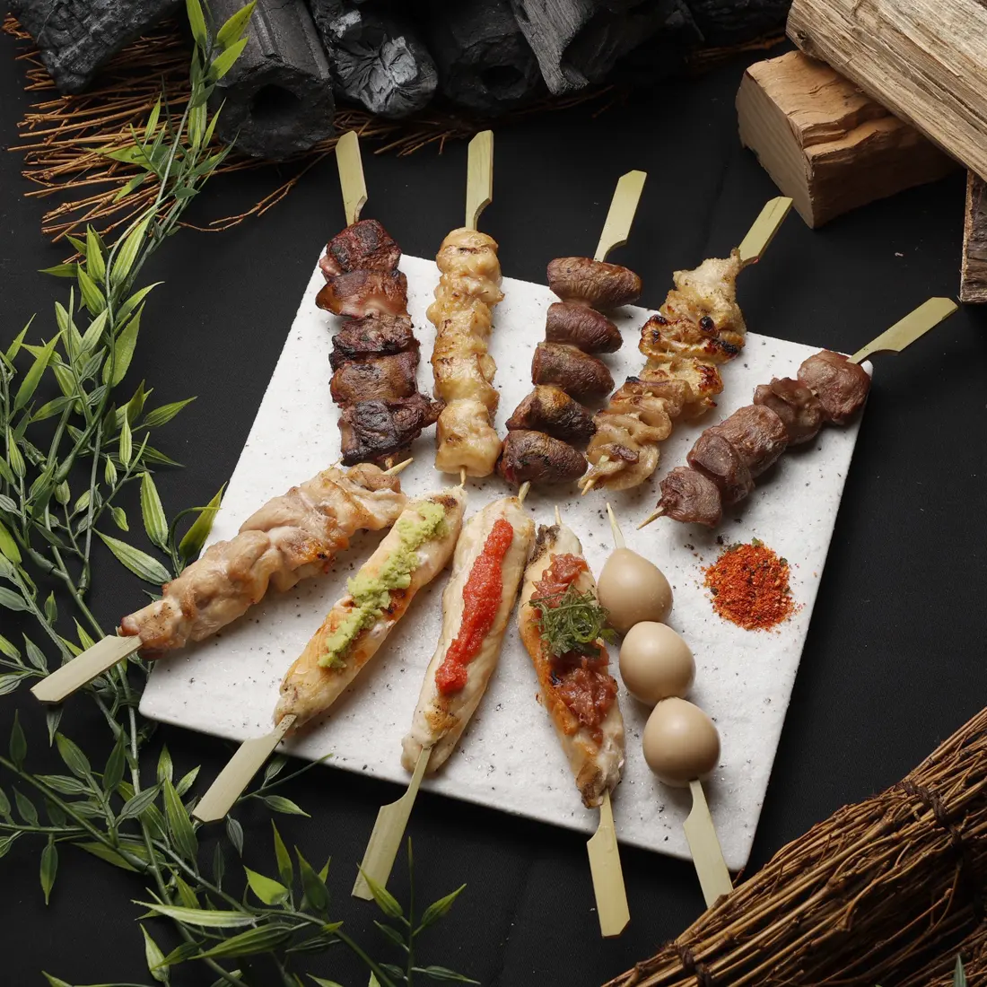 焼き鳥の盛り合わせの撮影作品